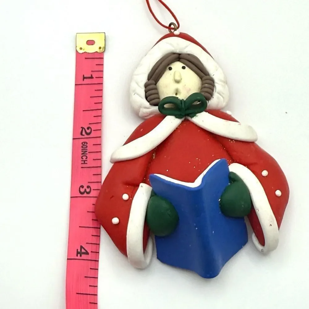 CUTE! Molded Clay 3D Christmas Ornament Caroler Singing